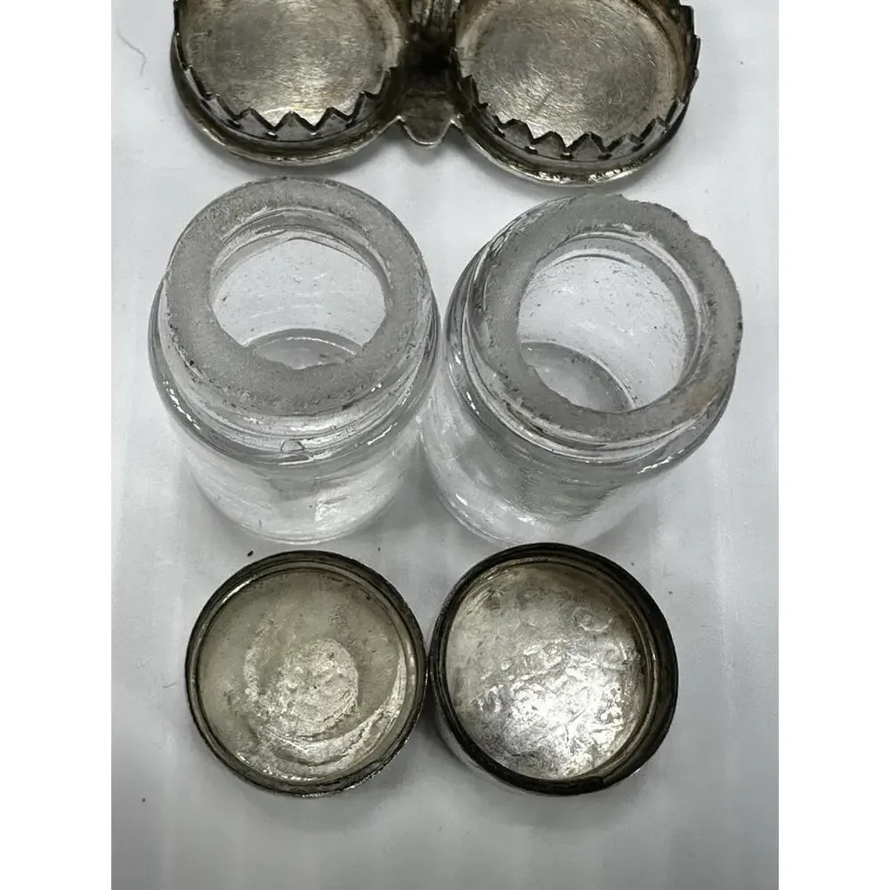 Mini Salt & Pepper Caddy Asian Chinese‎ Characters Text On The Tops